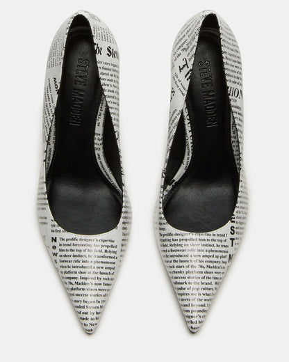 NOIR Newspaper Pointed-Toe Stiletto Pump Women's Heels