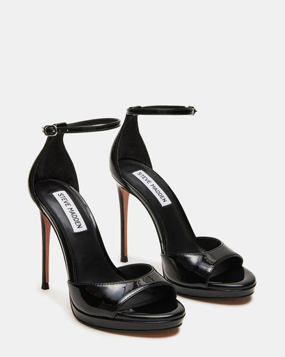 WILEY Black Patent Women's Open Toe Stiletto Heel