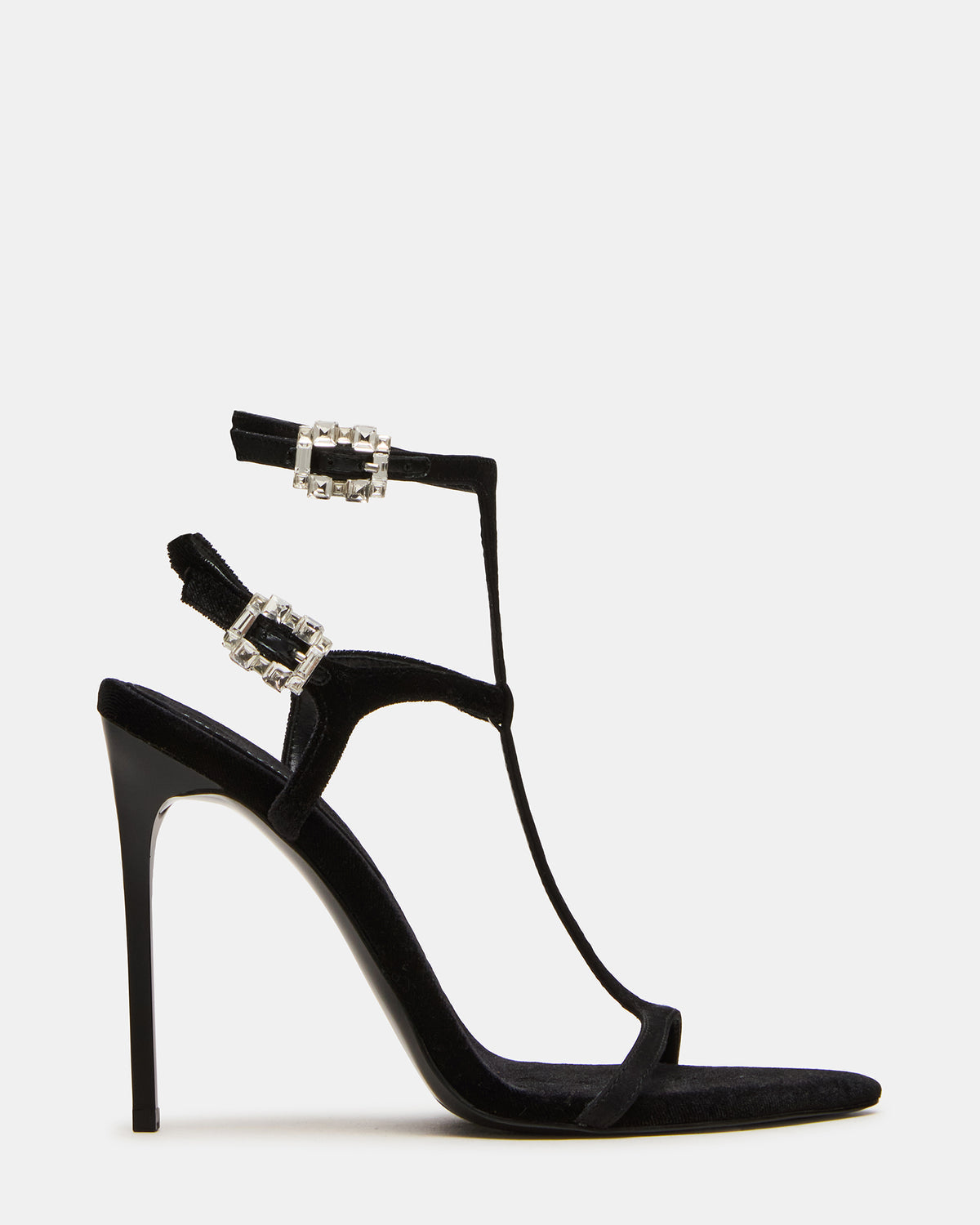 SALMA Black Multi Stiletto Strappy Open-Toe Ankle Strap Women's Heel