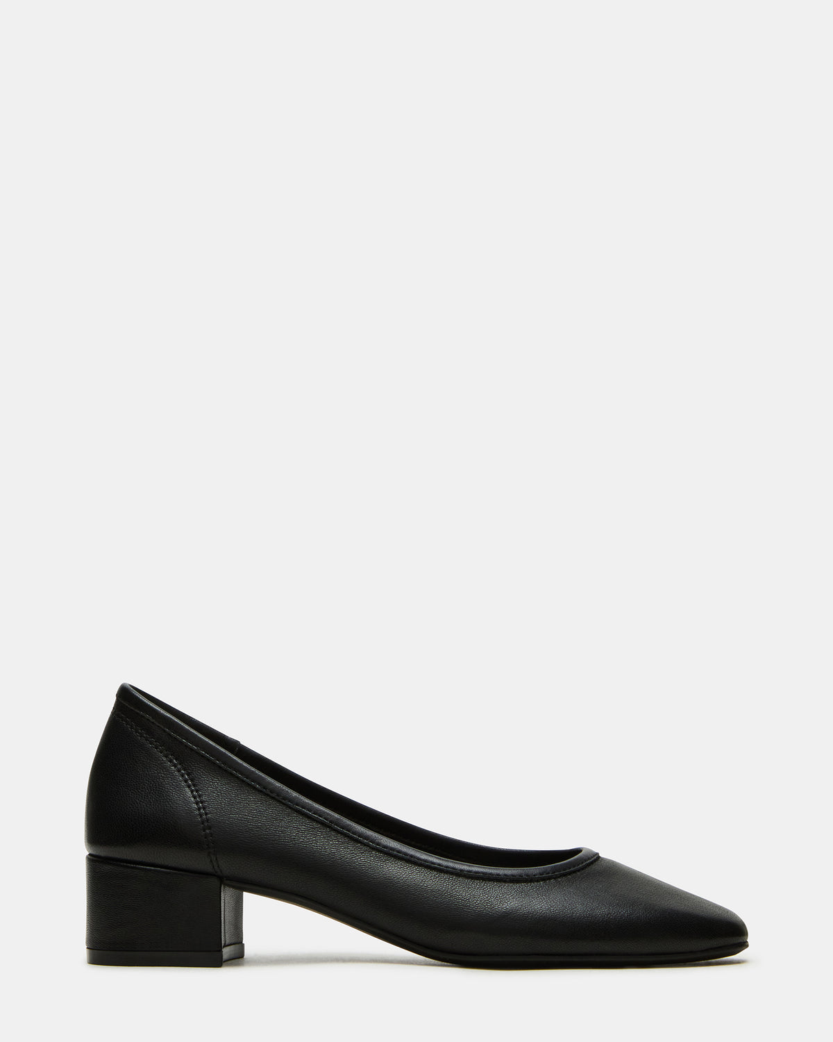 MOLLIE Black Leather Ballet Block Heels