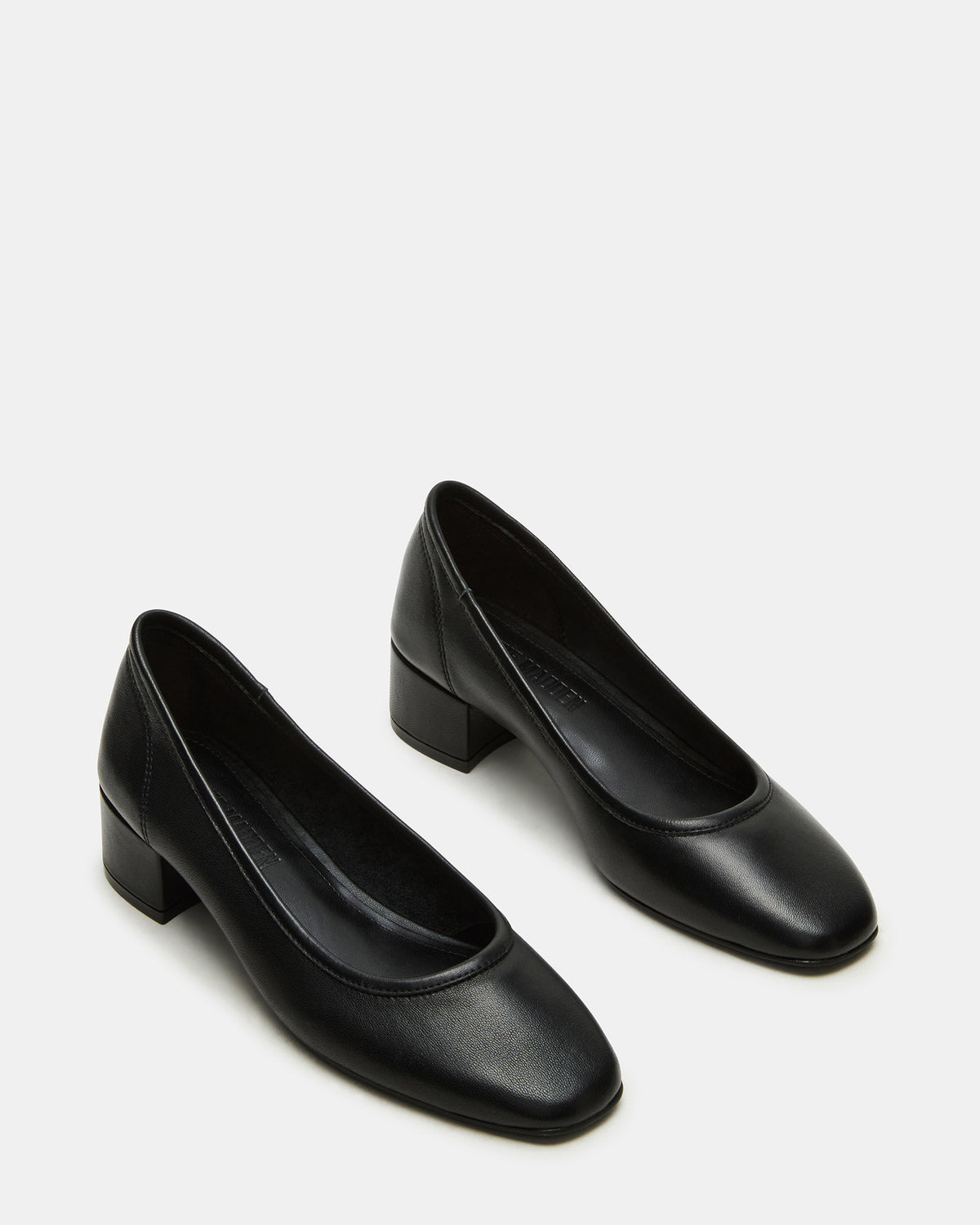 MOLLIE Black Leather Ballet Block Heels