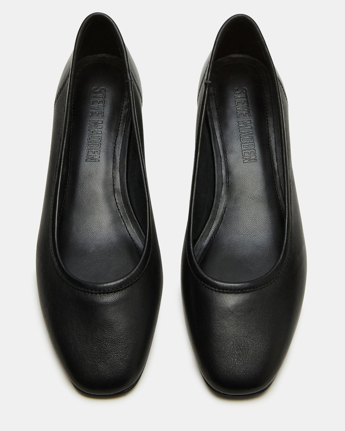 MOLLIE Black Leather Ballet Block Heels