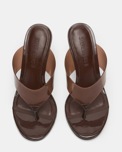 SABINE Brown Thong Mule Women's Heel