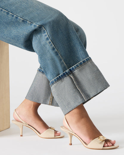 HENRIETTA Bone Leather Slingback Square-Toe Women's Heel