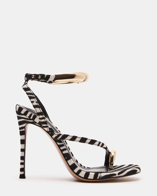 TIA Zebra Open-Toe Stiletto Women's Heel
