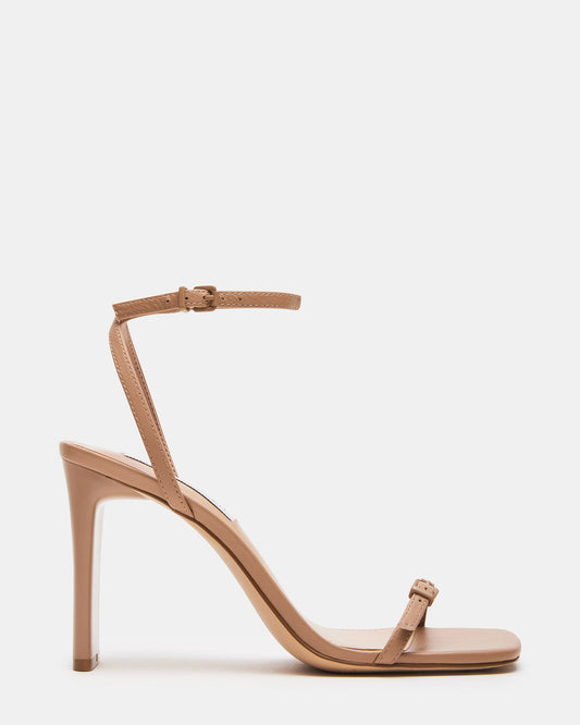 AILENE Tan Leather Square Toe Dress Sandal | Women's Heels