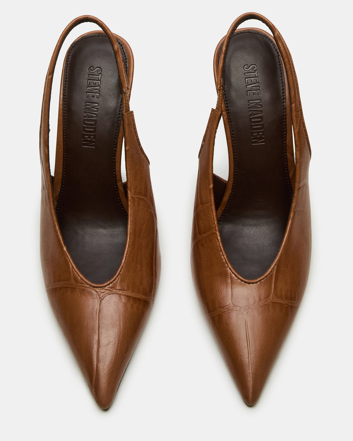 ANDROMEDA Tan Crocodile Slingback Pointed-Toe Stiletto Pump Women's Heel