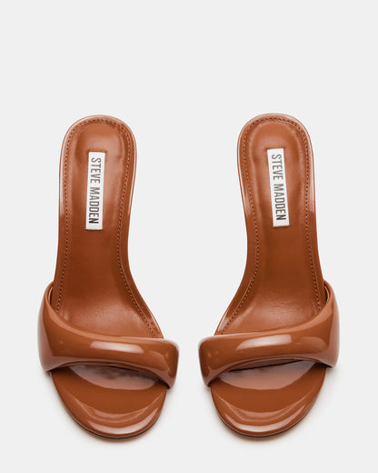 KIERAN Camel Patent Mule Heel | Women's Heels