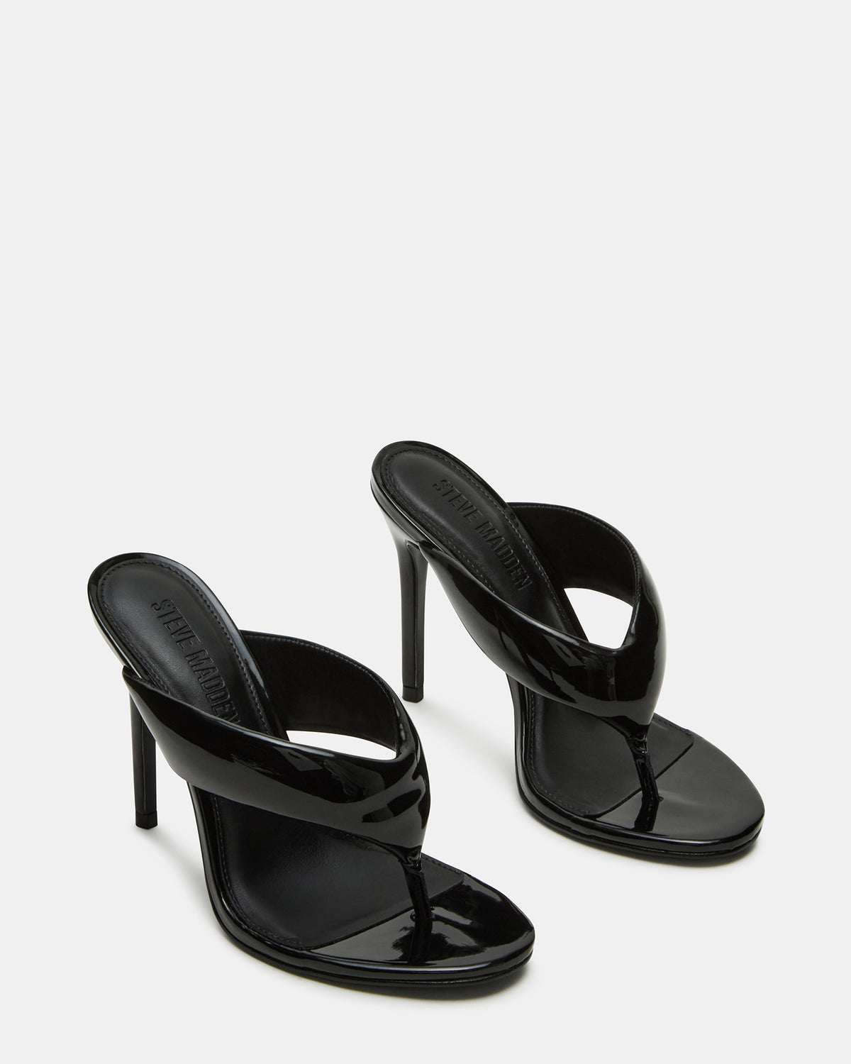 SABINE Black Patent Thong Mule Women's Heel