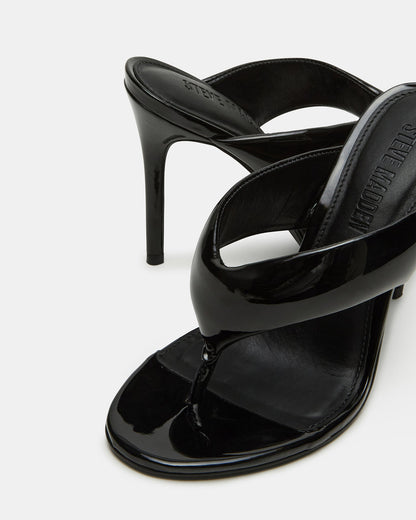 SABINE Black Patent Thong Mule Women's Heel