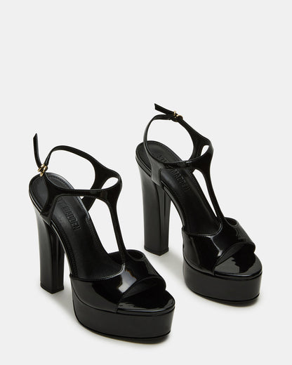 TAMI Black Patent Strappy Platform Women's Heel