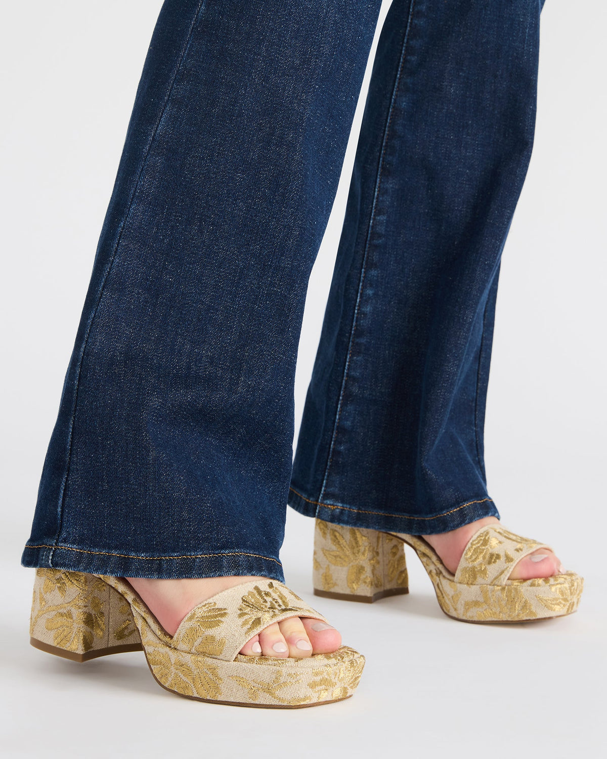 MERCERR Gold Multi Women's Platform Block Heel