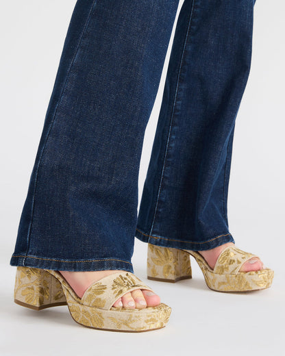 MERCERR Gold Multi Women's Platform Block Heel