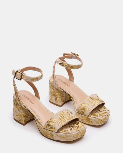 MERCERR Gold Multi Women's Platform Block Heel