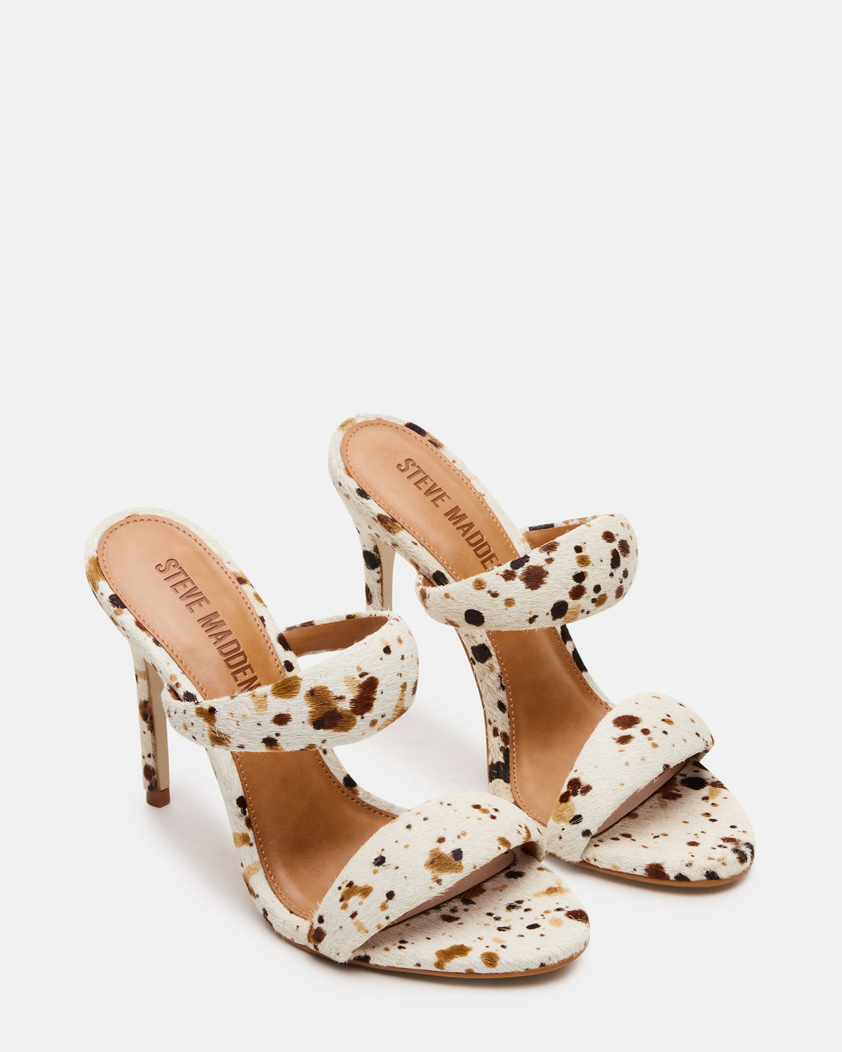 SATURN-C WHITE/CAMEL Stiletto Mule Women's Heel