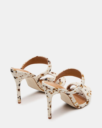 SATURN-C WHITE/CAMEL Stiletto Mule Women's Heel