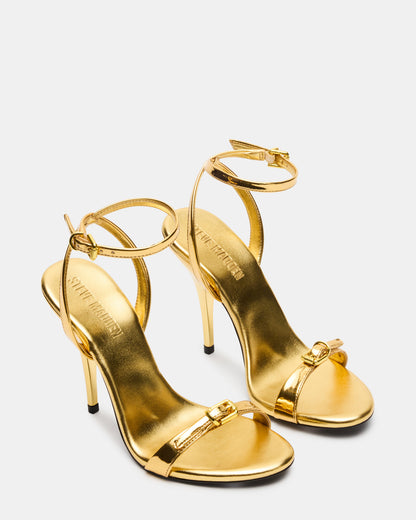 FOXX Gold Strappy Stiletto Open-Toe Women's Heel