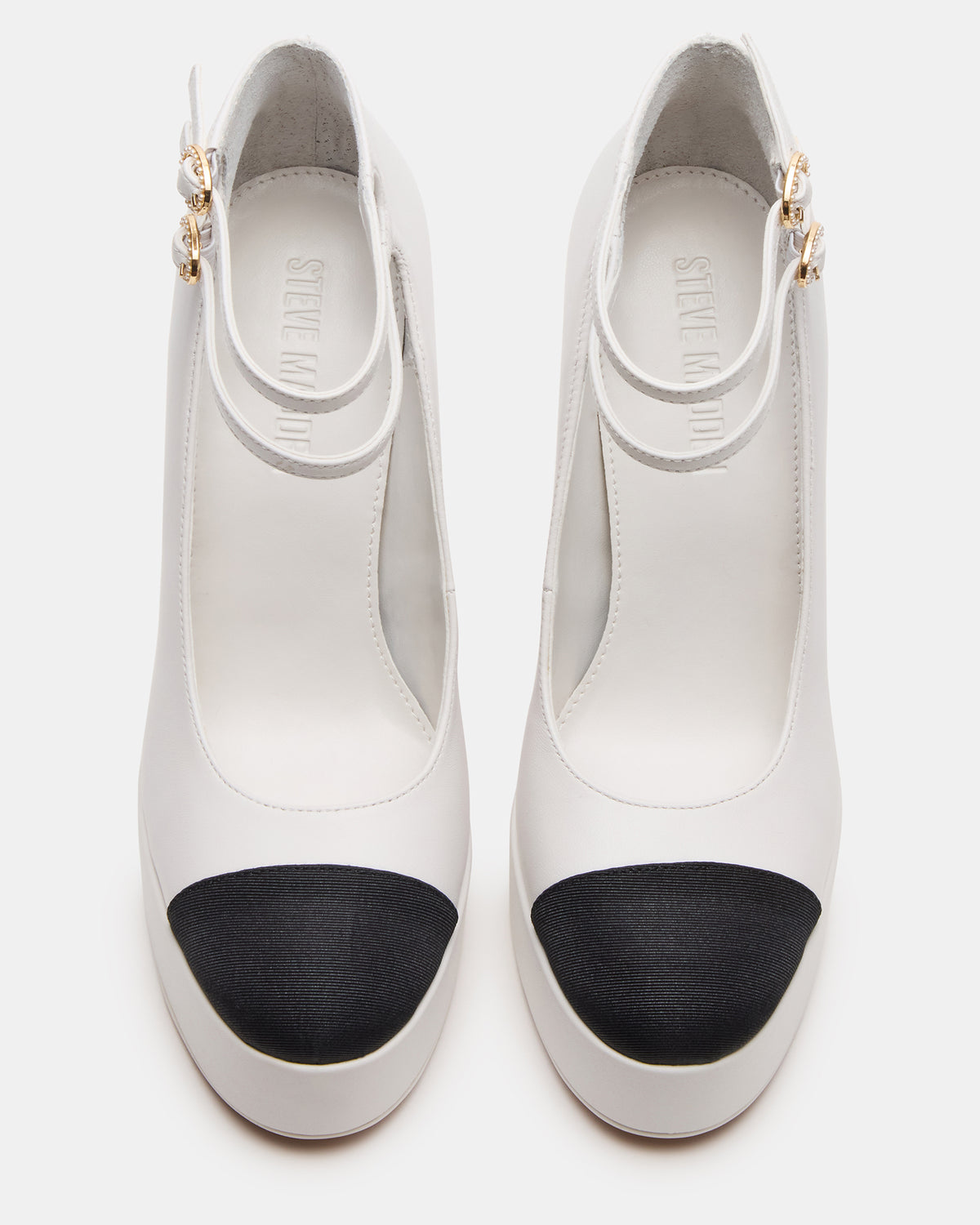 PEYTON White Leather Block Heel Platform Women's Heel