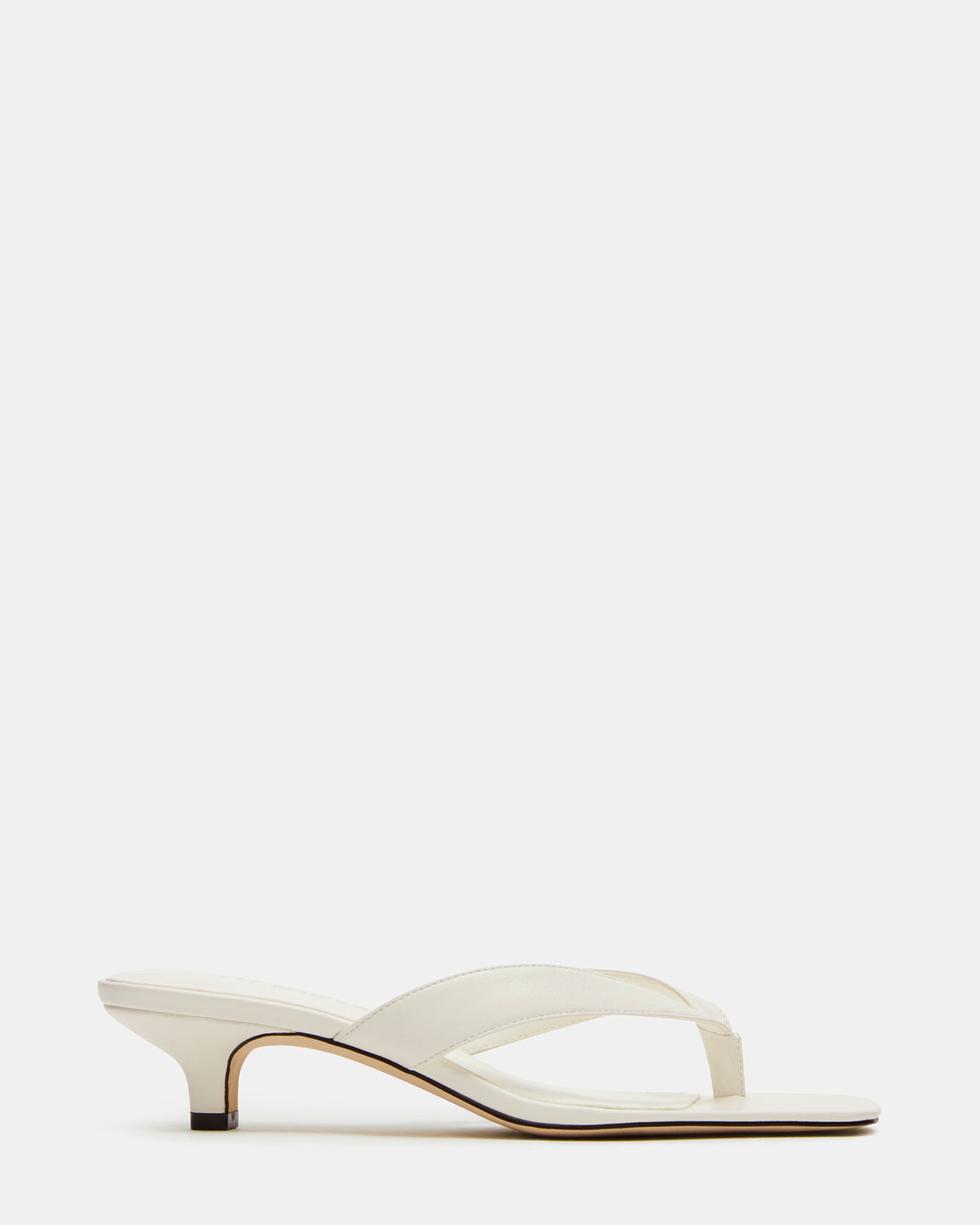 TRACIE White Leather Thong Strap Women's Kitten Heel