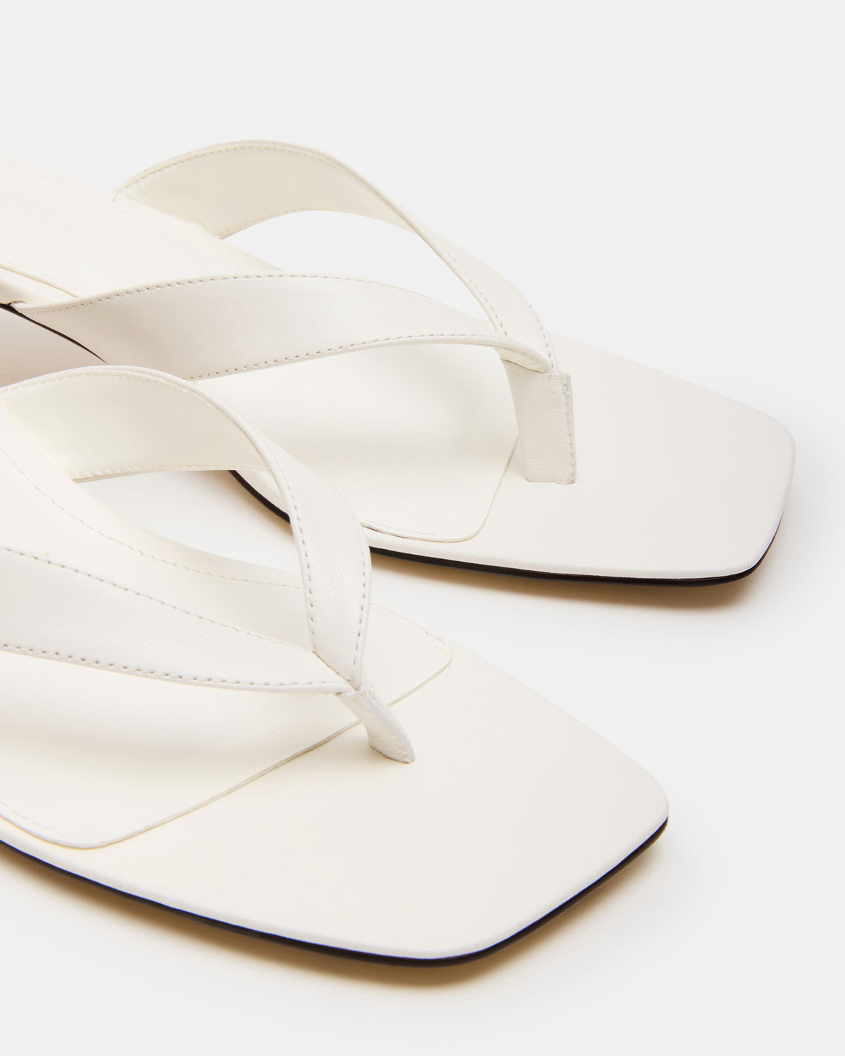 TRACIE White Leather Thong Strap Women's Kitten Heel