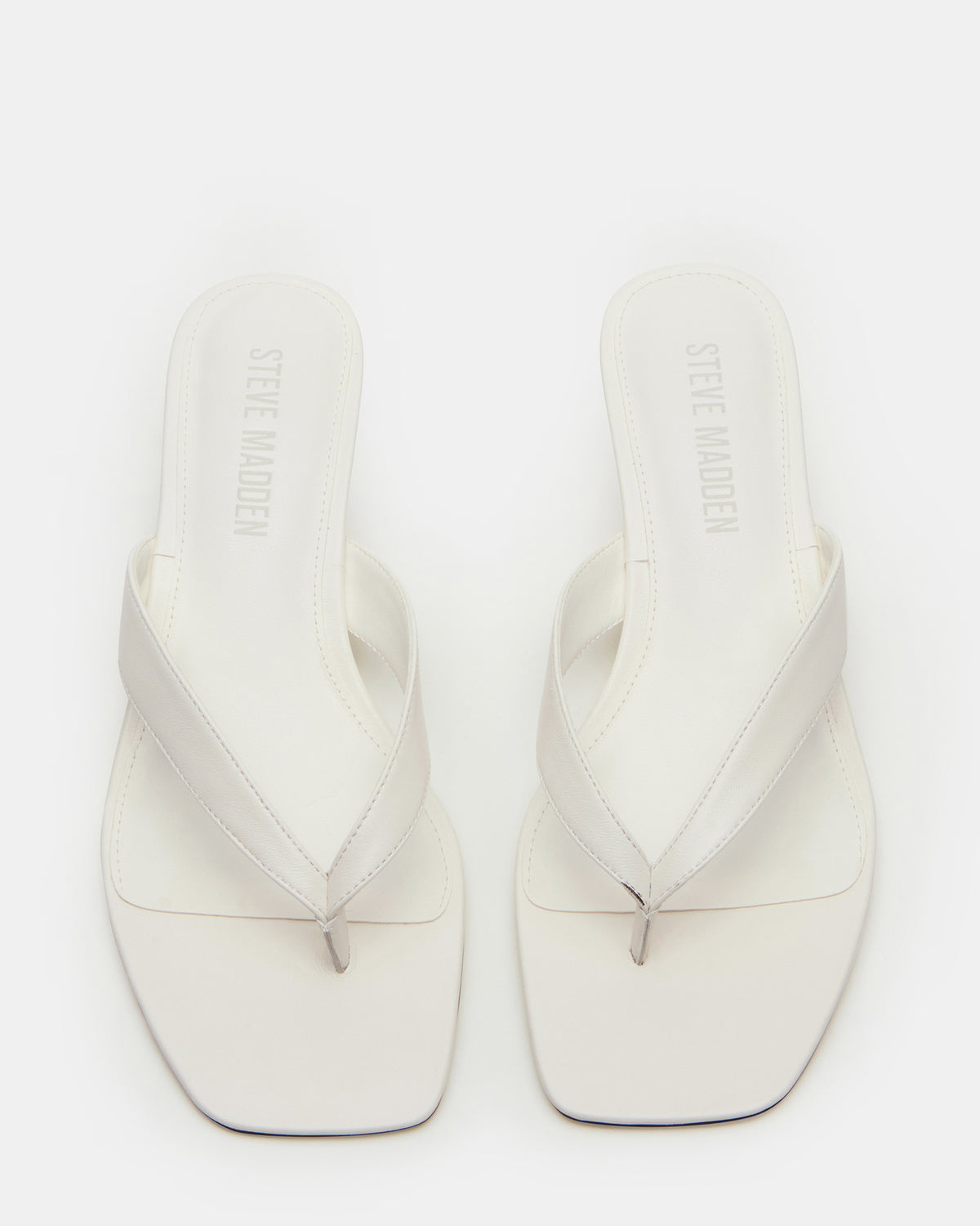 TRACIE White Leather Thong Strap Women's Kitten Heel