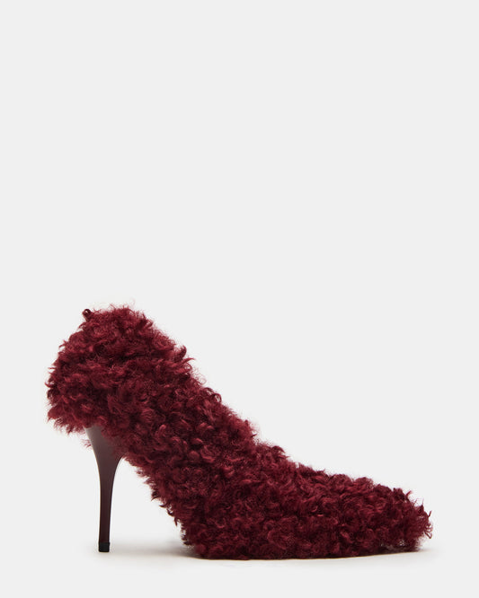 ACHILLES Red Pointed-Toe Faux Fur Stiletto Women's Heel