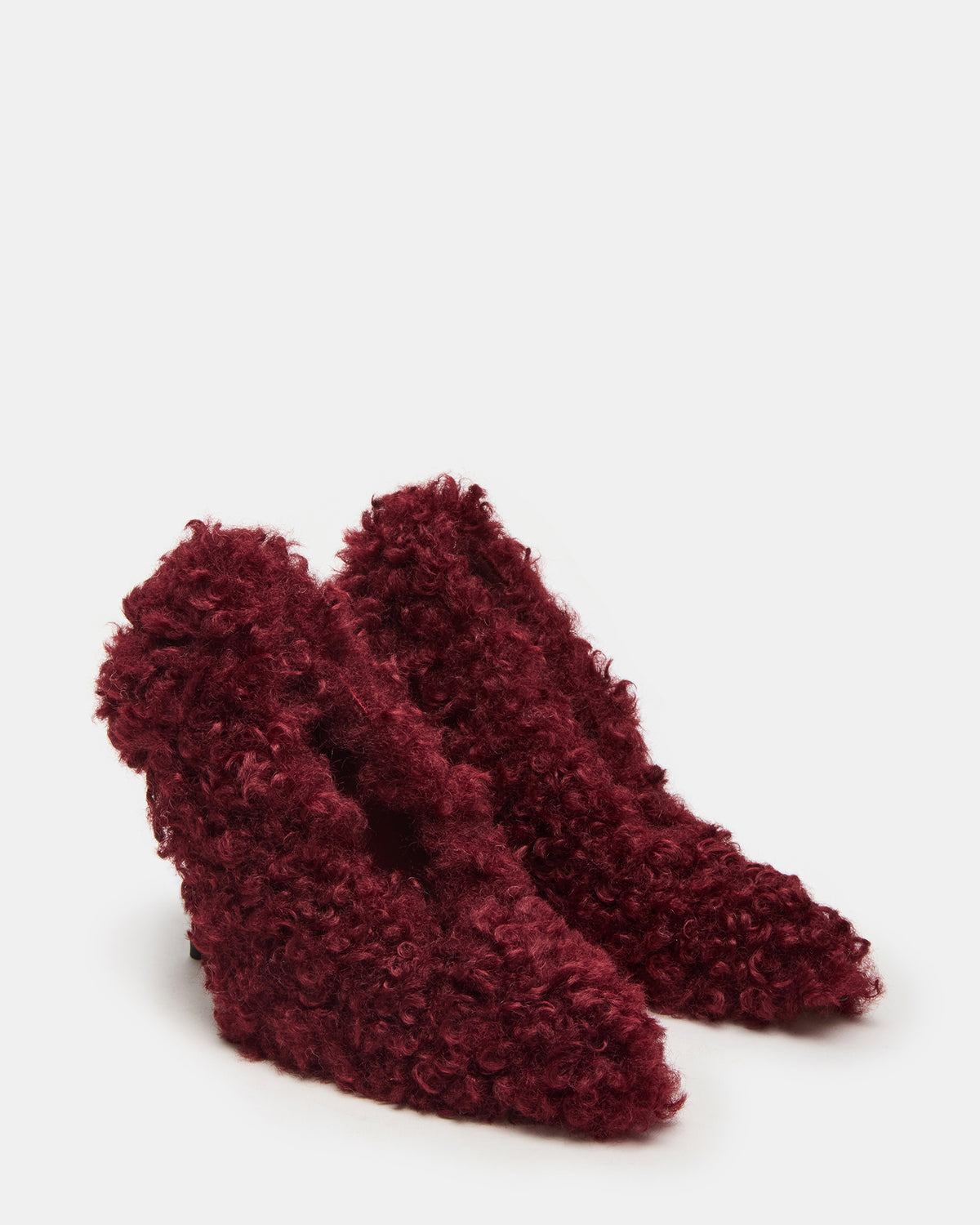 ACHILLES Red Pointed-Toe Faux Fur Stiletto Women's Heel