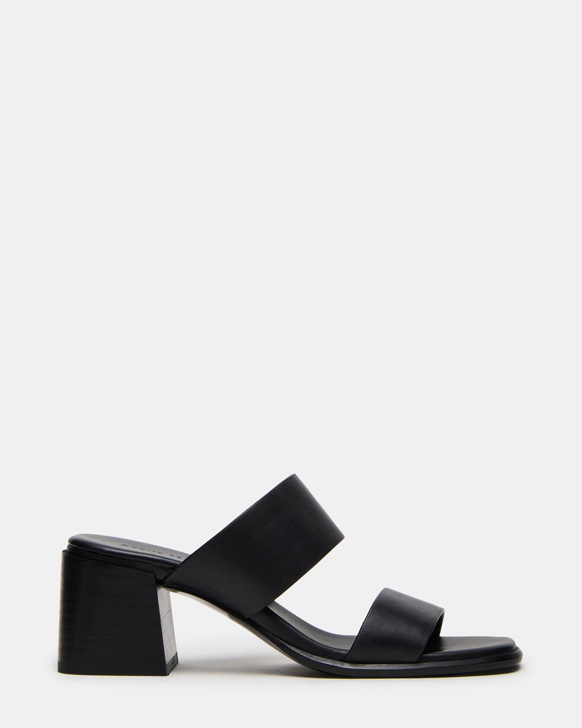 SYCAMORE Black Leather Square-Toe Mule Women's Heel