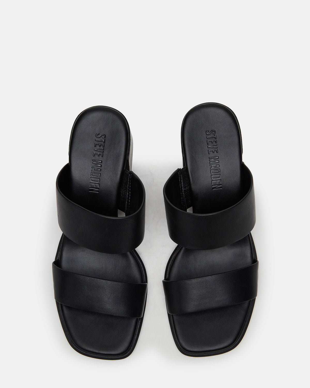 SYCAMORE Black Leather Square-Toe Mule Women's Heel
