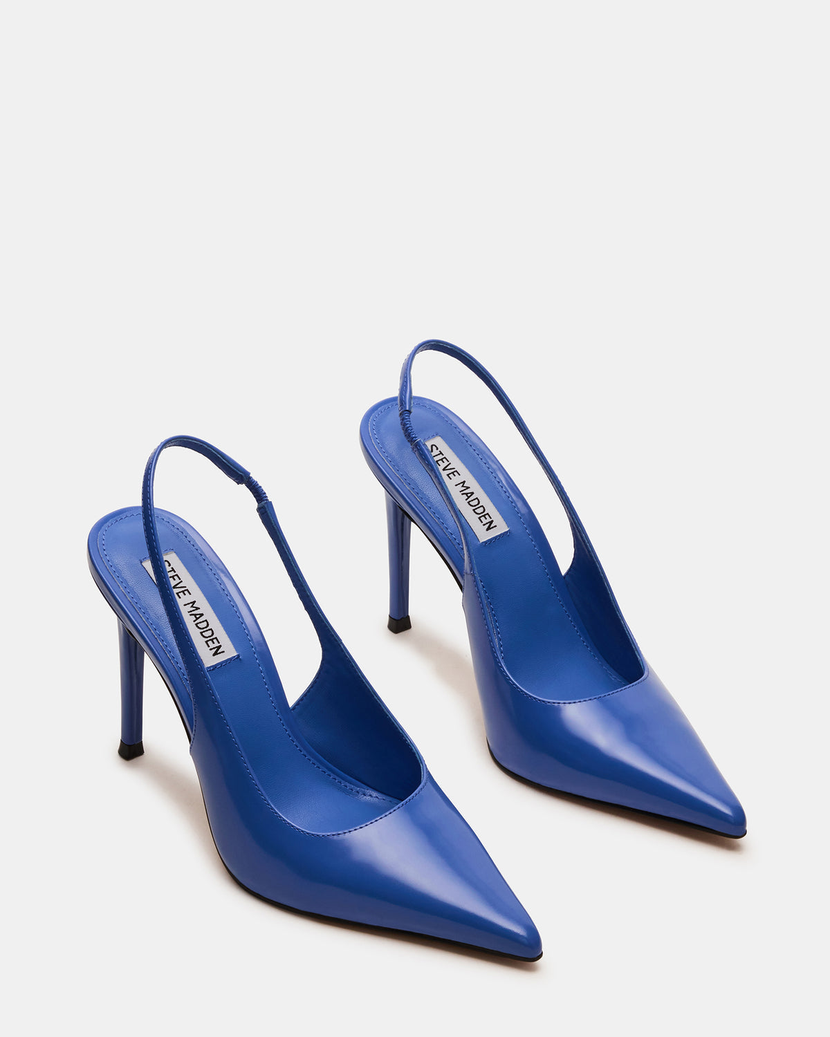REYES Blue Leather Slingback Stiletto Pointed-Toe Pump Women's Heel