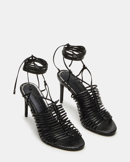 BRISTOWE Black Strappy Stiletto Heel | Women's Heels