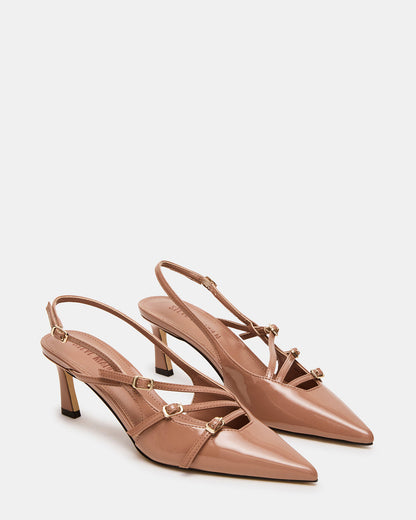 LIANA Mocha Women's Slingback Pointed-Toe Low Heel