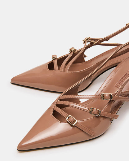 LIANA Mocha Women's Slingback Pointed-Toe Low Heel