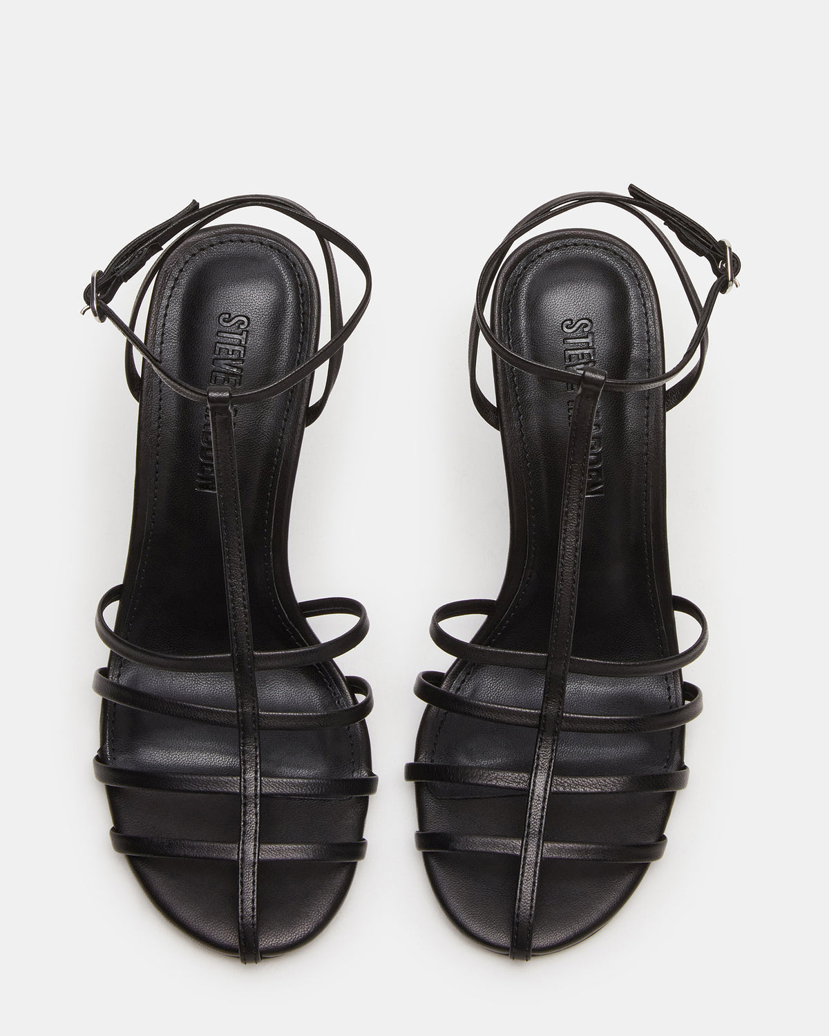 TILDAH Black Leather Strappy Rounded Toe Women's Heel