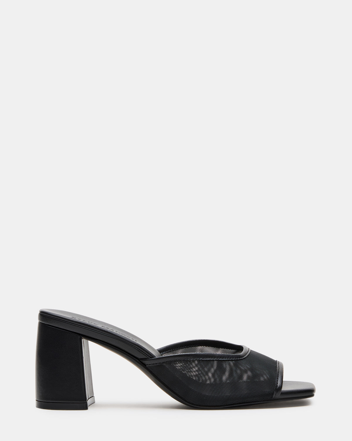 MADAME Black Square-Toe Mesh Mule Women's Heel