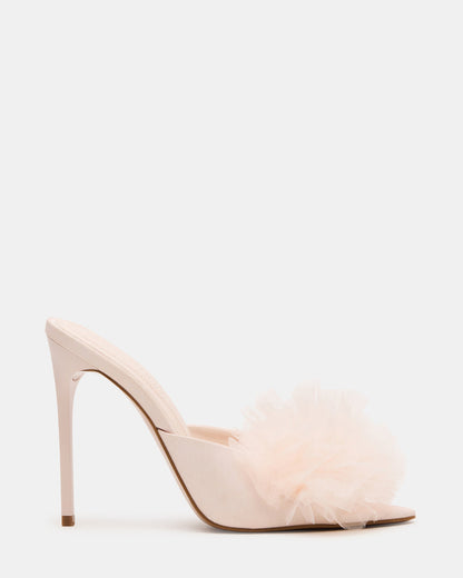 AFFINITY Tulle Light Pink Pointed-Toe Stiletto Mule Women's Heel