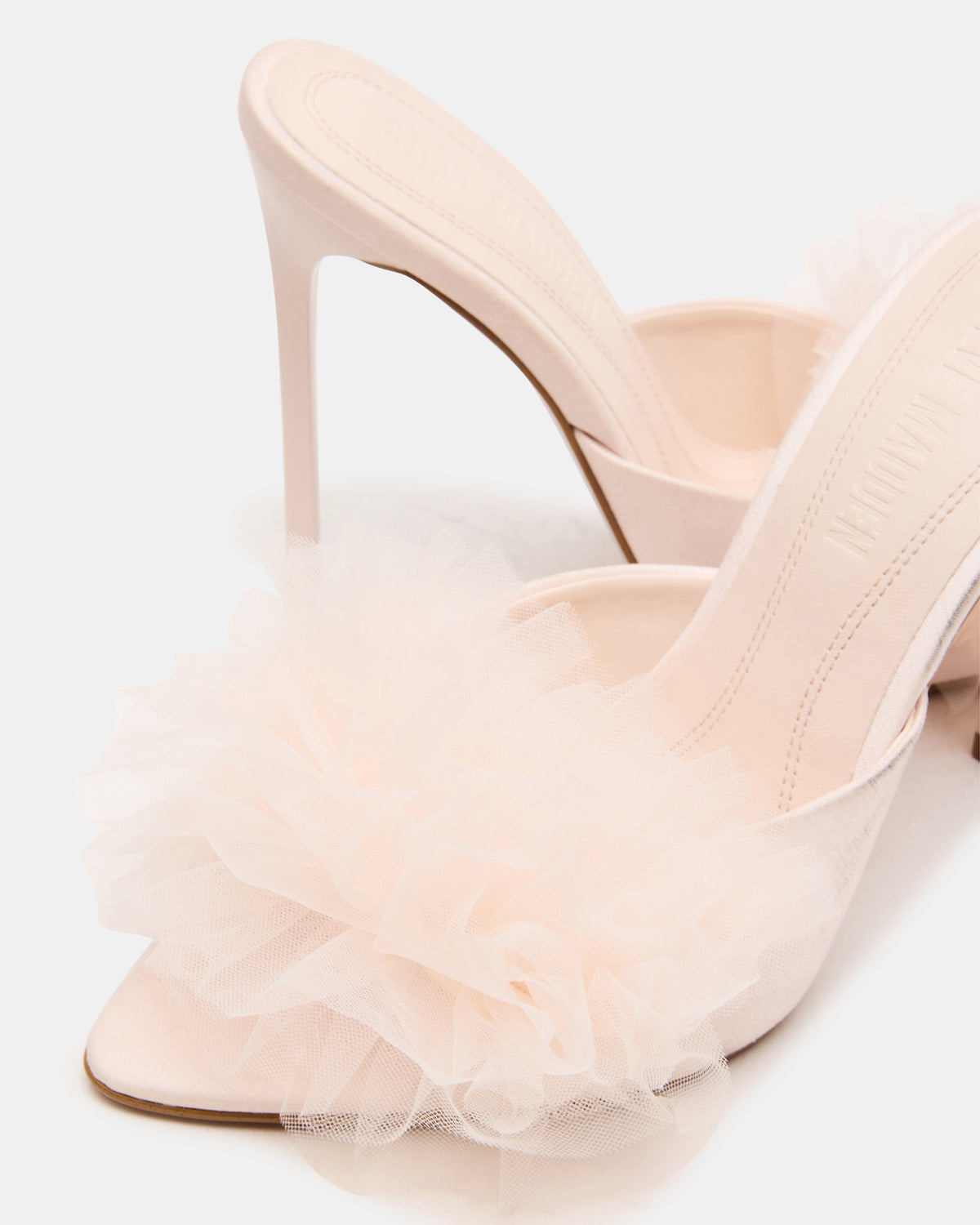 AFFINITY Tulle Light Pink Pointed-Toe Stiletto Mule Women's Heel