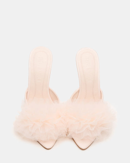 AFFINITY Tulle Light Pink Pointed-Toe Stiletto Mule Women's Heel
