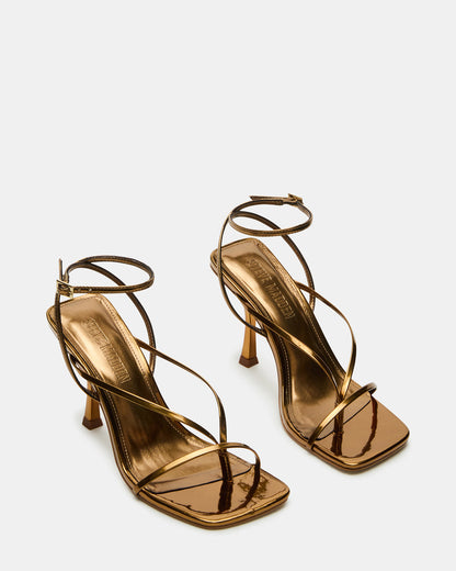 ANNIE Bronze Women's Strappy Square Toe Heel
