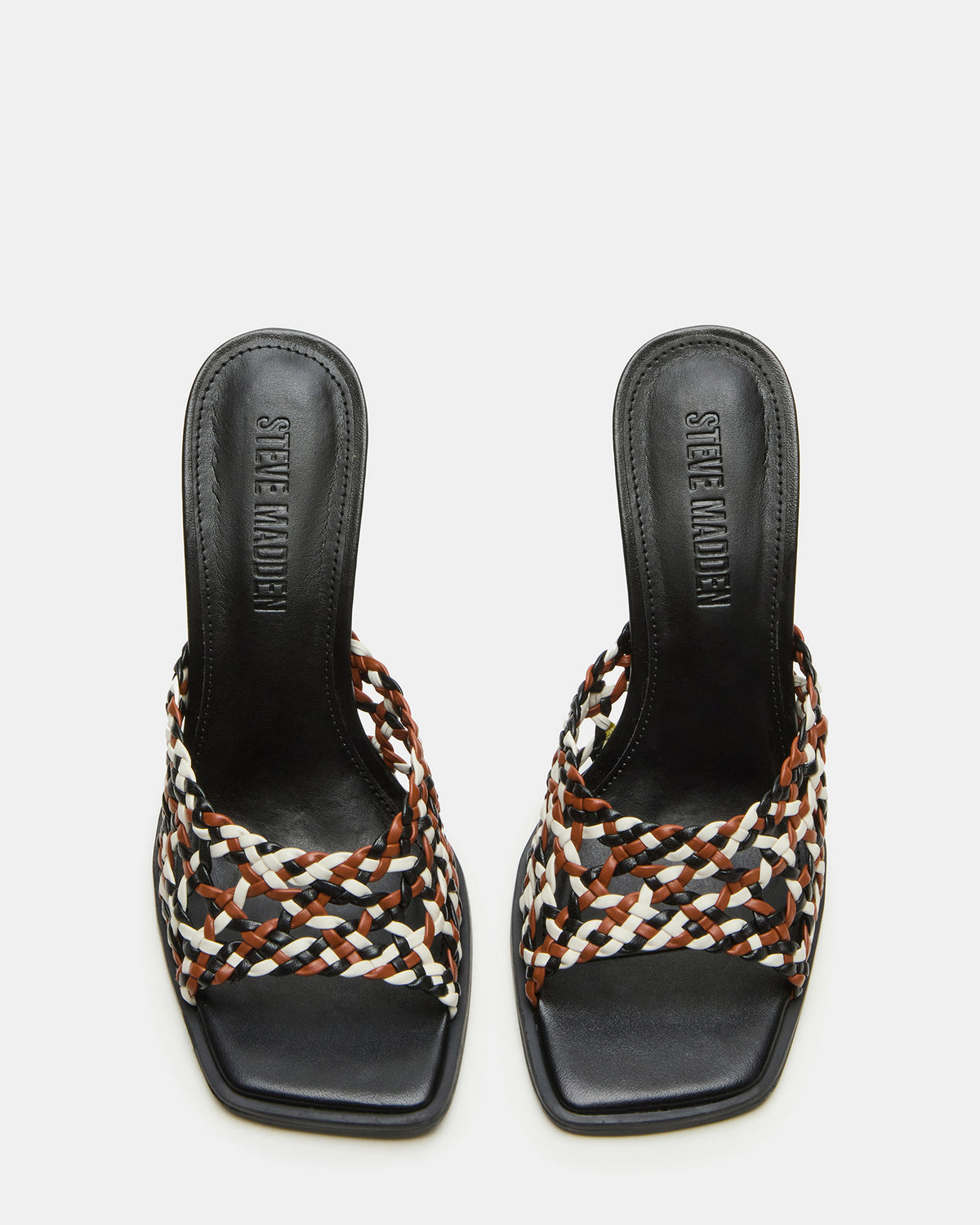 TIKKI Brown Multi Square-Toe Mule Stiletto Women's Heel