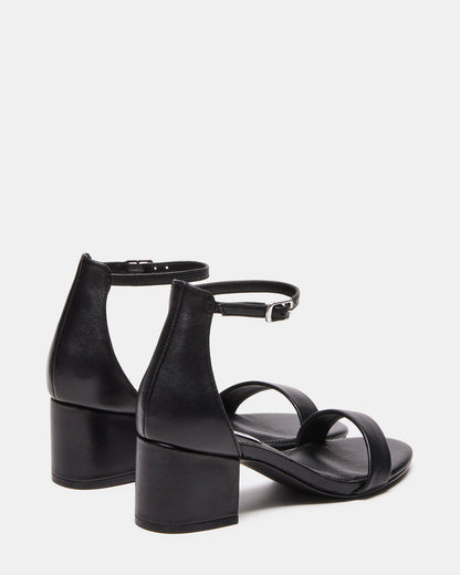 IRENEE Black Leather Women's 2 Inch Block Heel