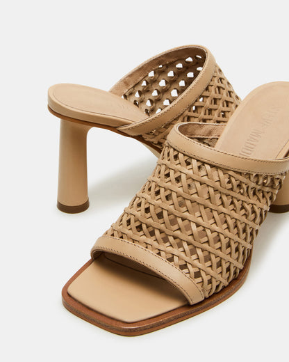 FRESCA Natural Woven Square-Toe Mule Women's Heel