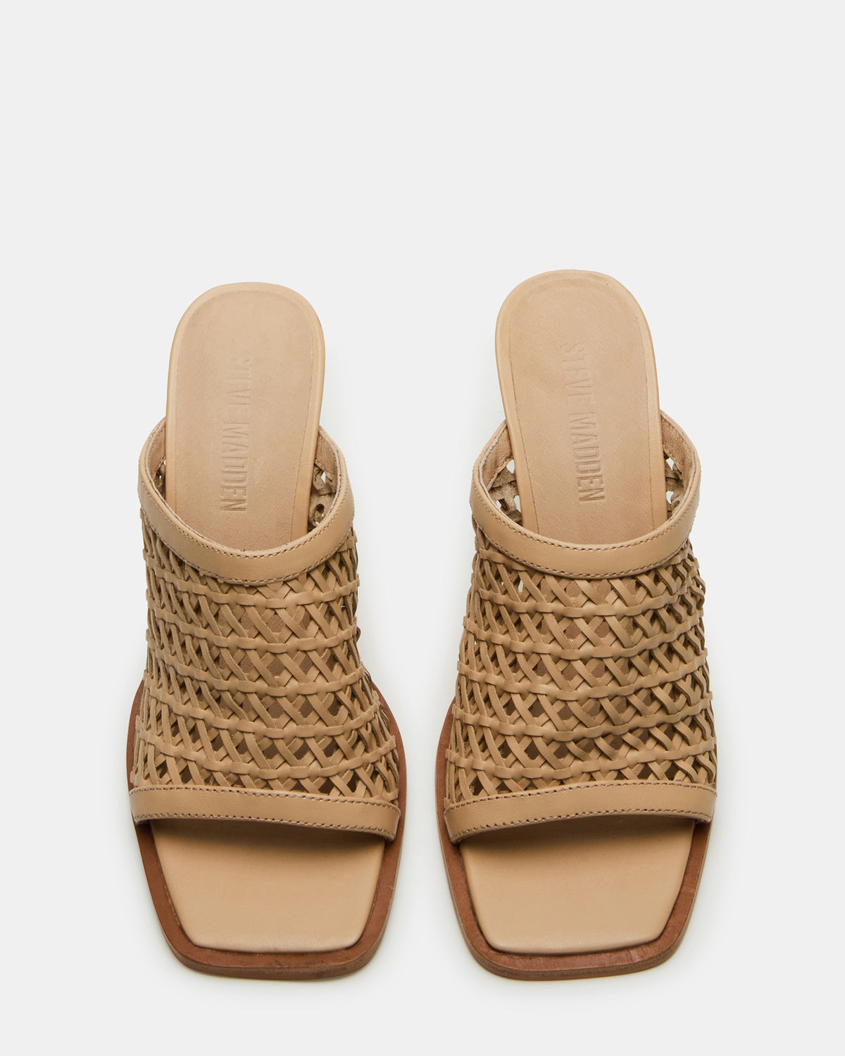FRESCA Natural Woven Square-Toe Mule Women's Heel