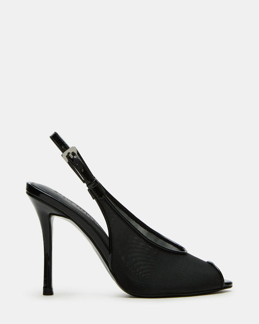 PRESCOTT Black Mesh Women's Slingback Stiletto Heel