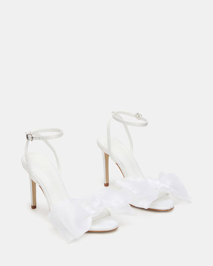 RADIANCE White Strappy Stiletto Bow Women's Heels