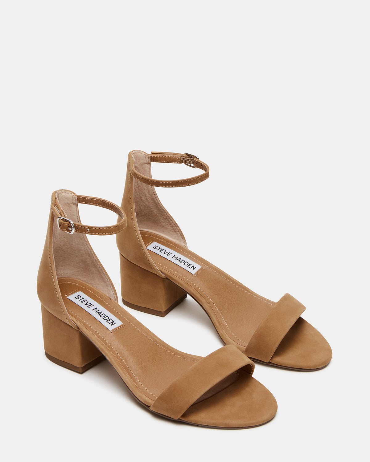 IRENNEW Tan Nubuck Women's Wide Width Heeled Sandal