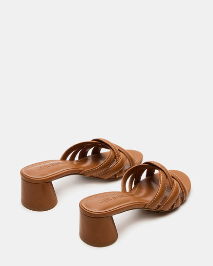 MARANO Tan Leather Women's Mule Block Heel