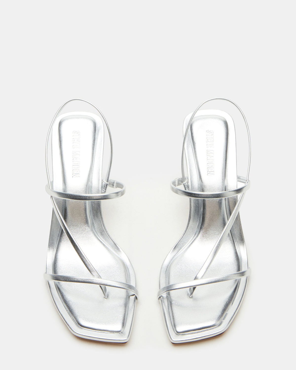 LOCKE Silver Women's Dainty Strappy Square Toe Heel