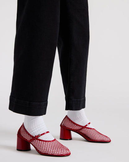 RAYNOR Red Women's Mary Jane Mesh Block Heel