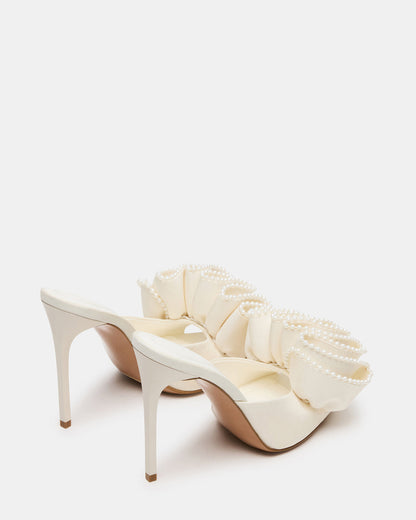 AFFINITY Pearl Ivory Satin Pointed-Toe Stiletto Mule Women's Heel